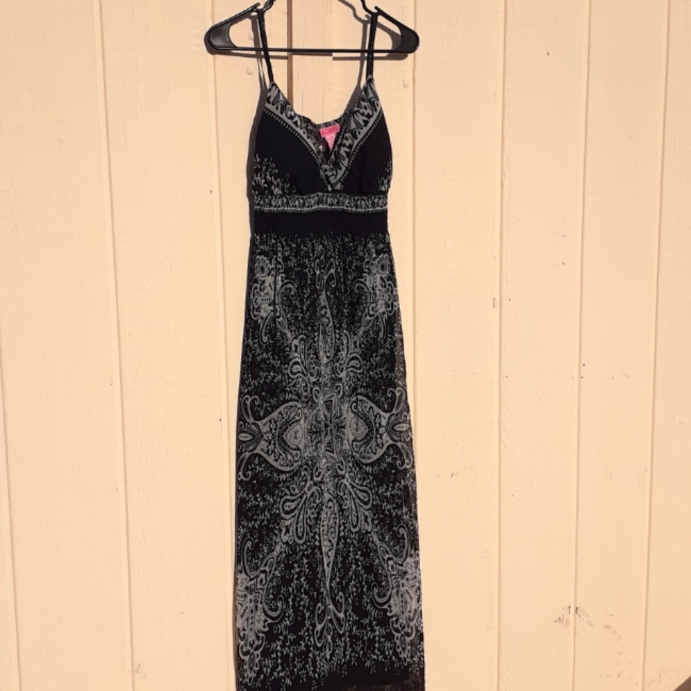 Long length Black Dress with liner and built in bra